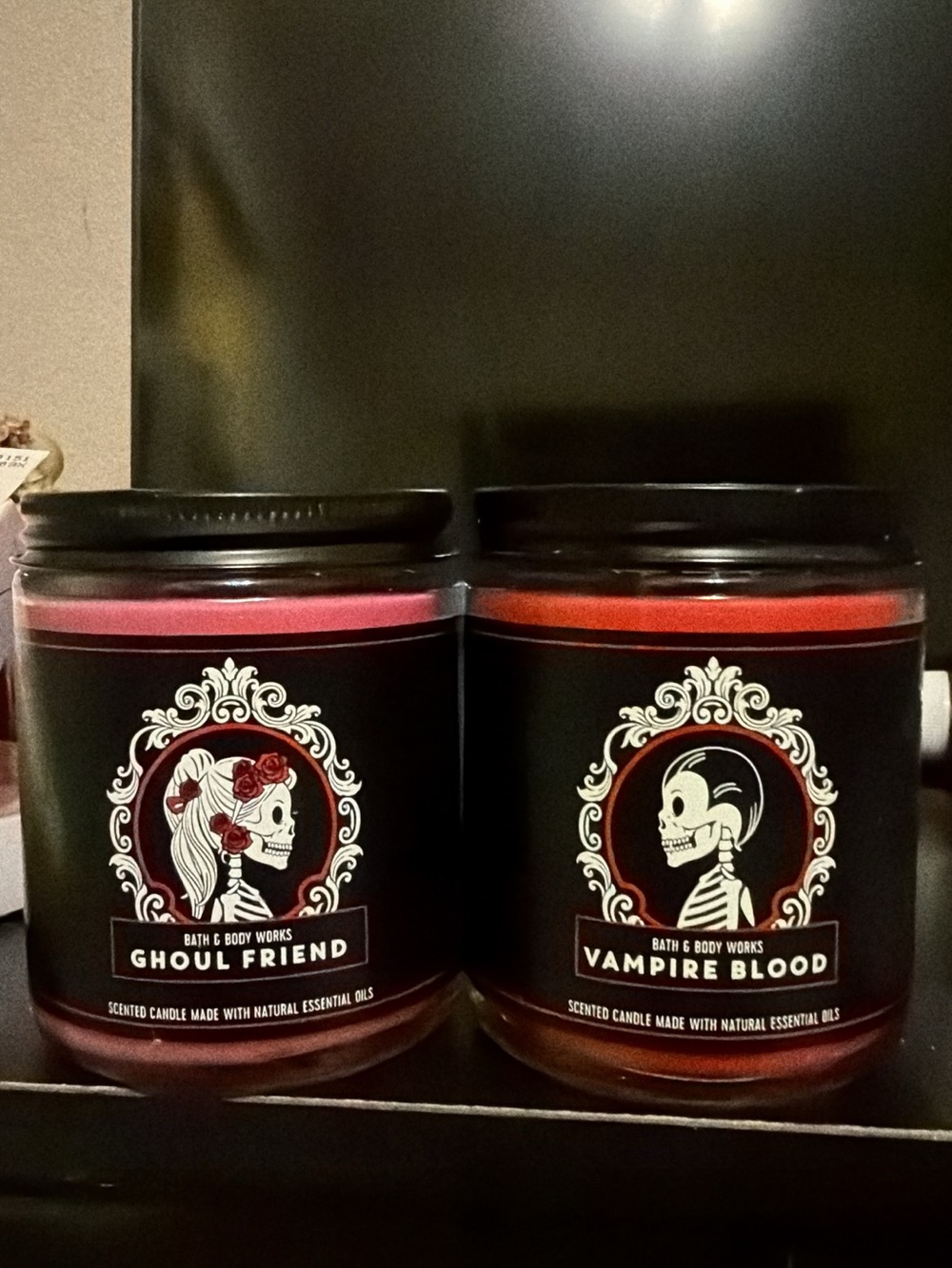 Bath & Body Works 2021 Ghoul Friend & Vampire Blood Candles - Pink and Red